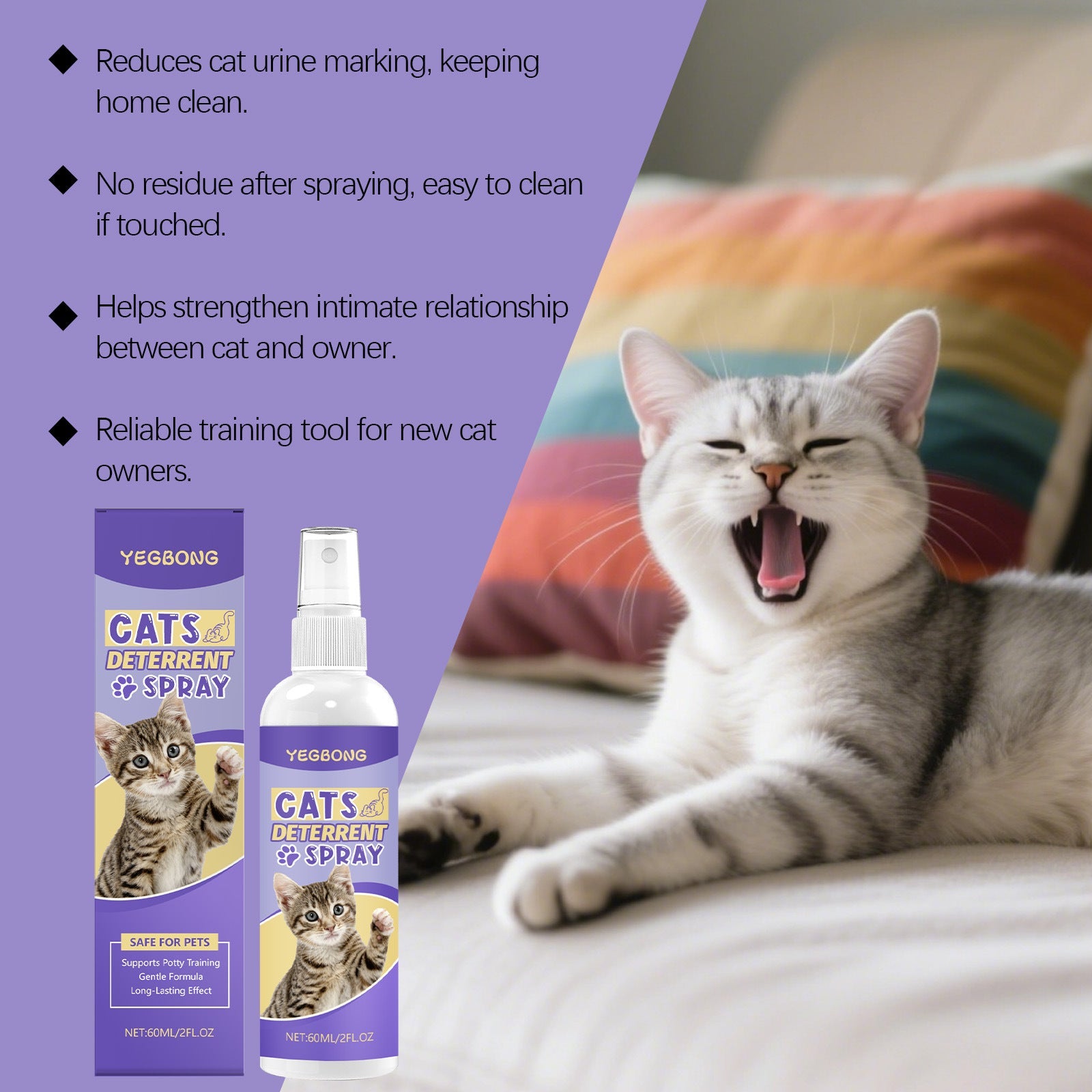 KFX-2198333 Cat Training Spray with Peppermint & Kiwi Extract - Natural Behavior Modifier