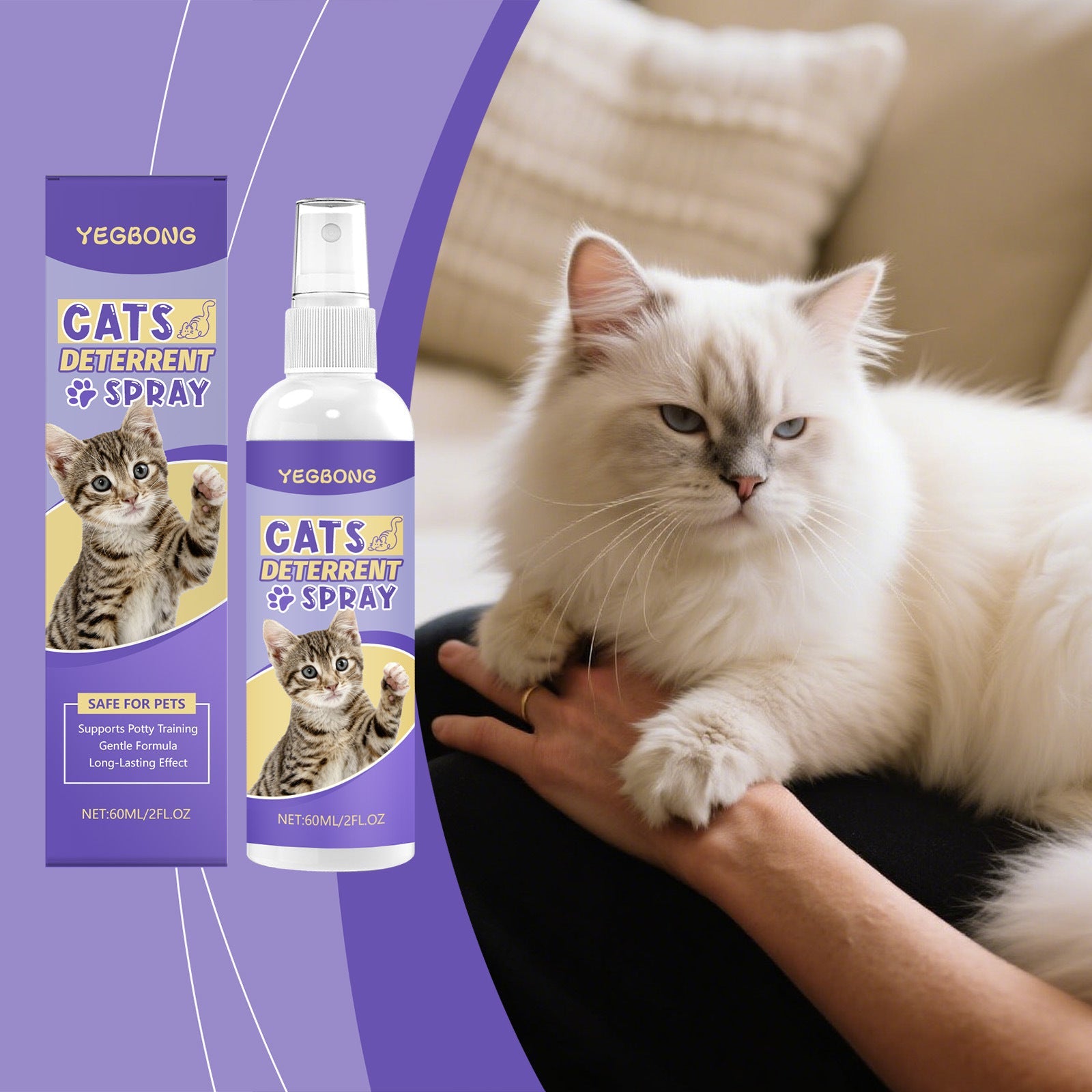 KFX-2198333 Cat Training Spray with Peppermint & Kiwi Extract - Natural Behavior Modifier