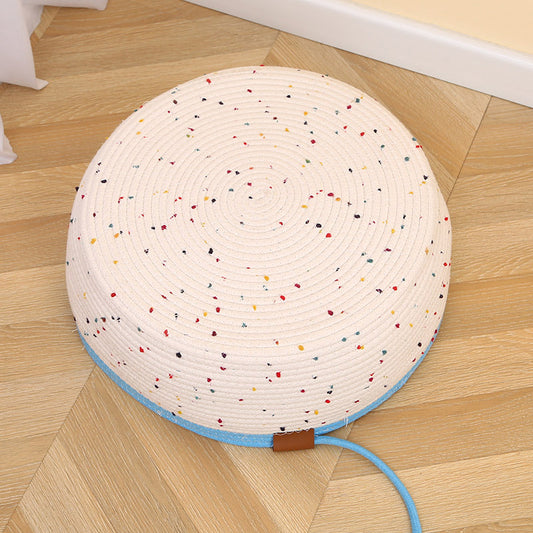 KFX-2200509 Cotton and Hemp Rope Cat Nest Mat - Soft Pet Bed with Optional Toy Ball in Multiple Sizes