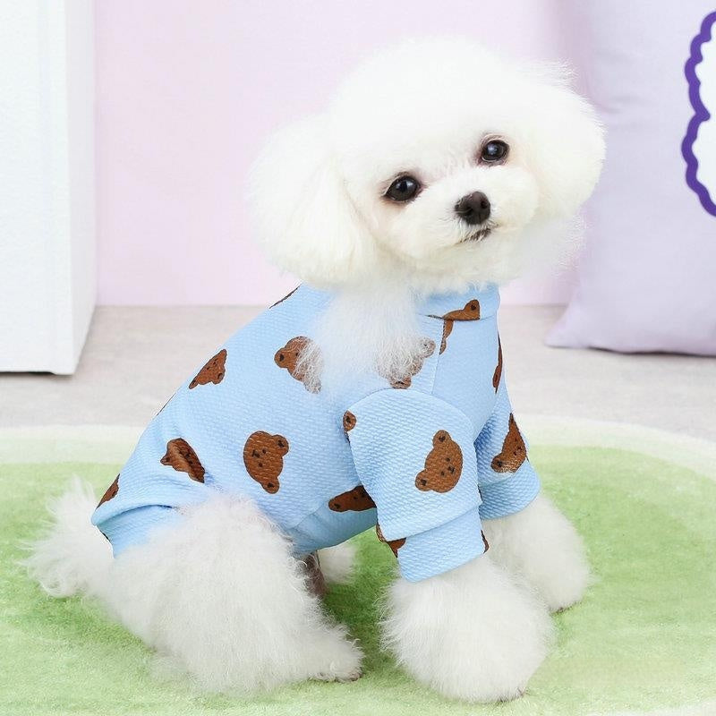 KFX-2201021 Small Dog Spring and Summer Casual Clothing in White, Blue, and Pink - Multiple Sizes Available