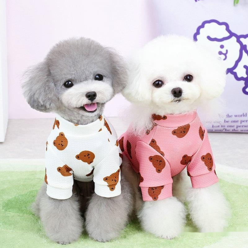 KFX-2201021 Small Dog Spring and Summer Casual Clothing in White, Blue, and Pink - Multiple Sizes Available