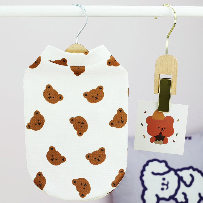 KFX-2201021 Small Dog Spring and Summer Casual Clothing in White, Blue, and Pink - Multiple Sizes Available
