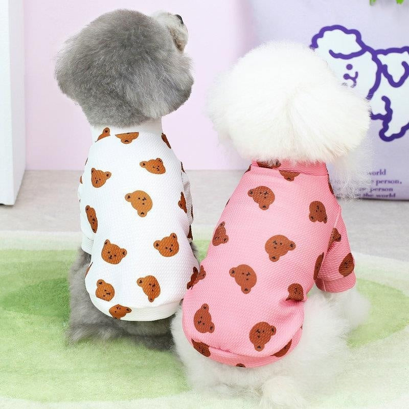 KFX-2201021 Small Dog Spring and Summer Casual Clothing in White, Blue, and Pink - Multiple Sizes Available