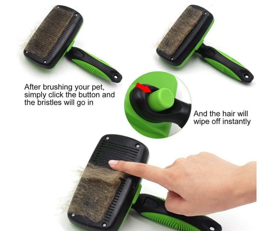 KFX-2202045 Self-Cleaning Slicker Brush for Dogs and Cats - Stainless Steel Needles, Durable Materials