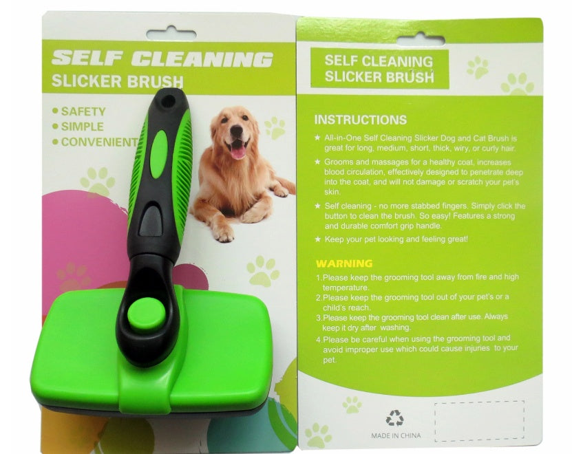 KFX-2202045 Self-Cleaning Slicker Brush for Dogs and Cats - Stainless Steel Needles, Durable Materials
