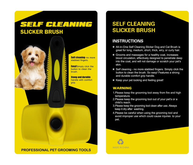 KFX-2202045 Self-Cleaning Slicker Brush for Dogs and Cats - Stainless Steel Needles, Durable Materials