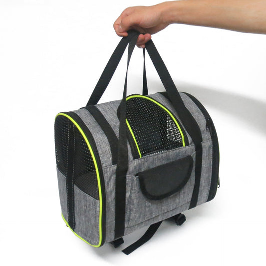 KFX-2202685 Multifunctional Breathable Outdoor Backpack for Small Dogs and Cats in Grey Green and Grey Brown
