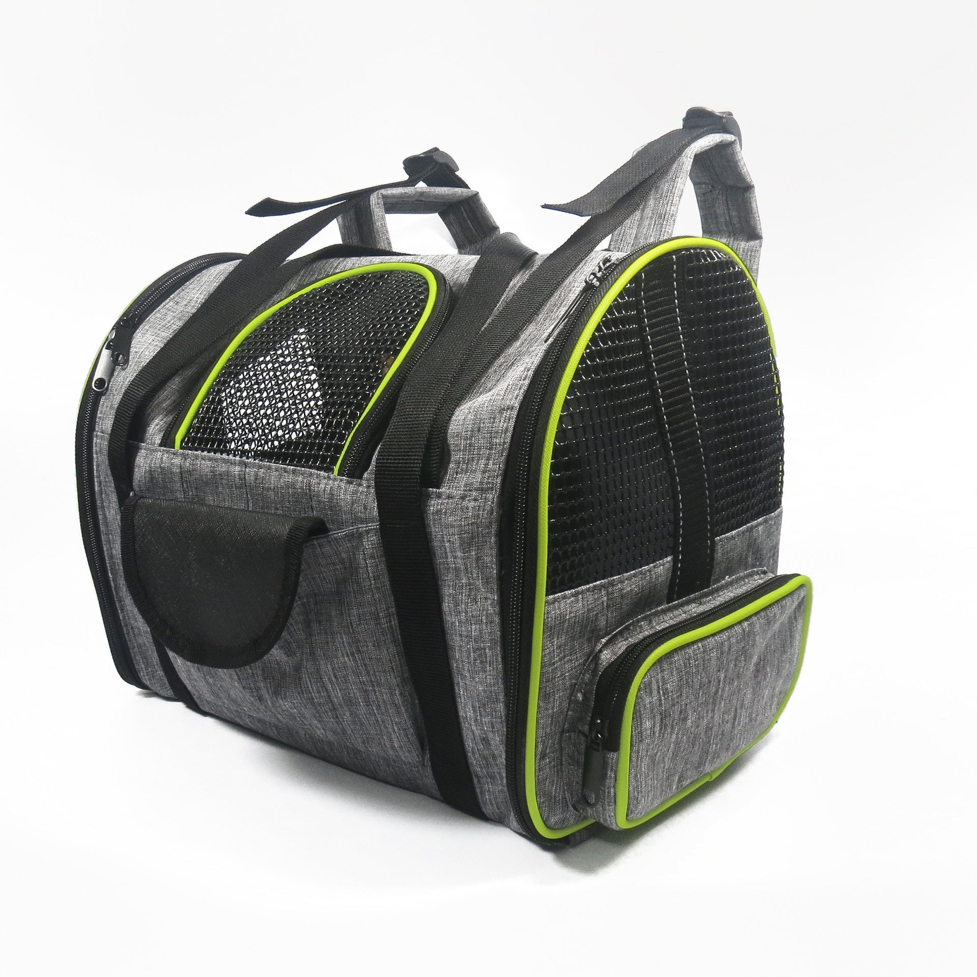 KFX-2202685 Multifunctional Breathable Outdoor Backpack for Small Dogs and Cats in Grey Green and Grey Brown