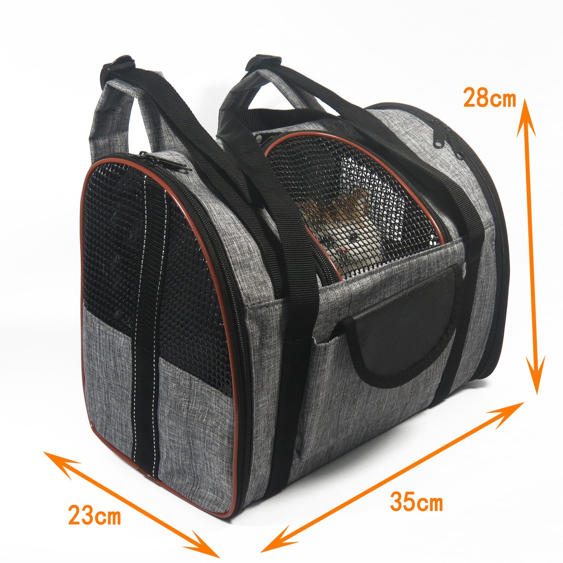 KFX-2202685 Multifunctional Breathable Outdoor Backpack for Small Dogs and Cats in Grey Green and Grey Brown