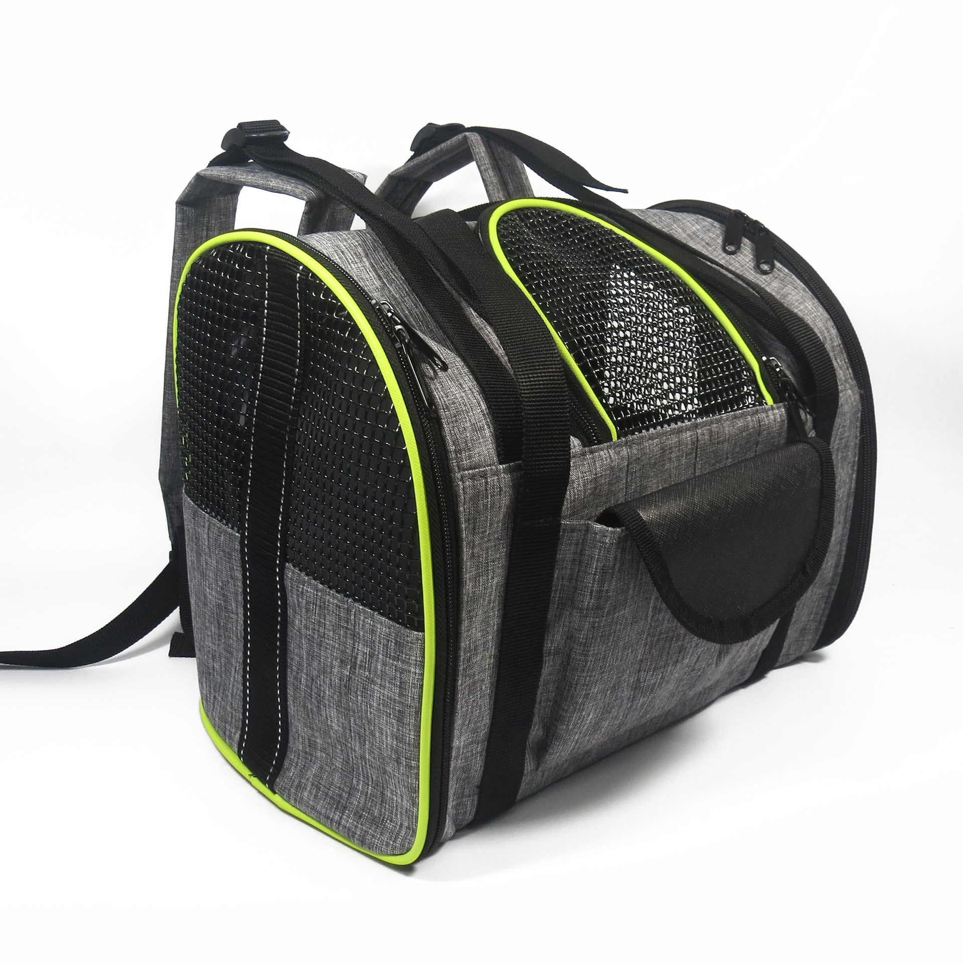KFX-2202685 Multifunctional Breathable Outdoor Backpack for Small Dogs and Cats in Grey Green and Grey Brown