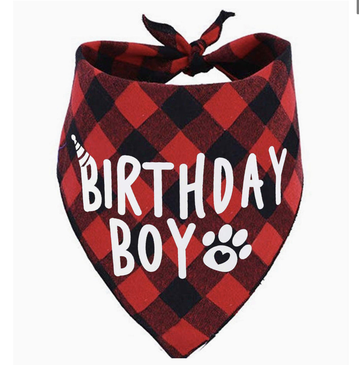 KFX-2203837 Dog Birthday Plaid Triangle Scarf and Saliva Towel, Cotton, Customizable Size