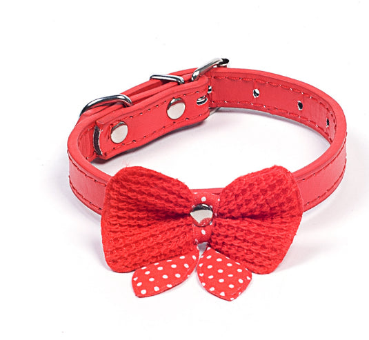 KFX-2204221 Wool Knitted Bow Pet Collar in Various Colors and Sizes