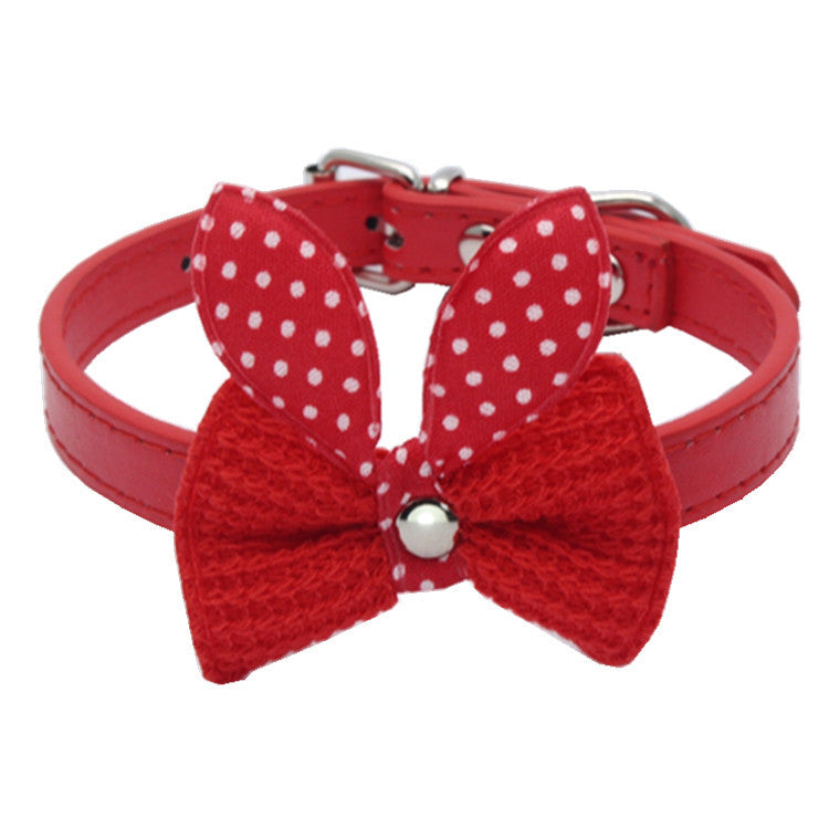 KFX-2204221 Wool Knitted Bow Pet Collar in Various Colors and Sizes