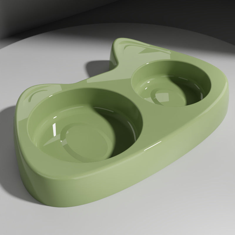 KFX-2206397 Two-in-One Slow Feeder Cat Bowl with Stainless Steel and Double Design in Multiple Colors