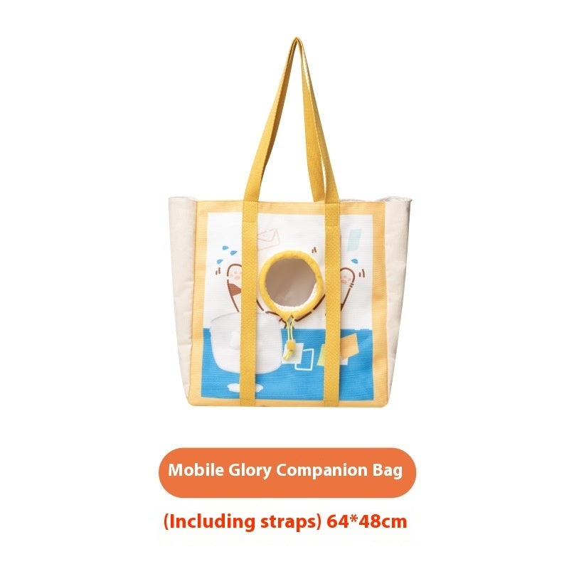 KFX-2207677 Portable Breathable Canvas Pet Travel Bag with Animal Pattern