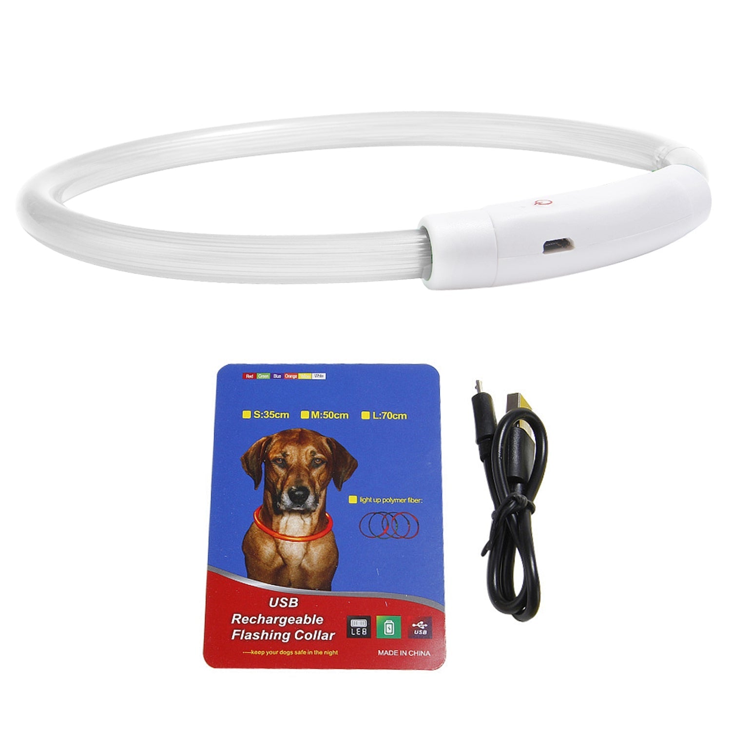 KFX-2208189 LED Rechargeable Multi-Color Dog Safety Collar with Adjustable Length for Night Walking