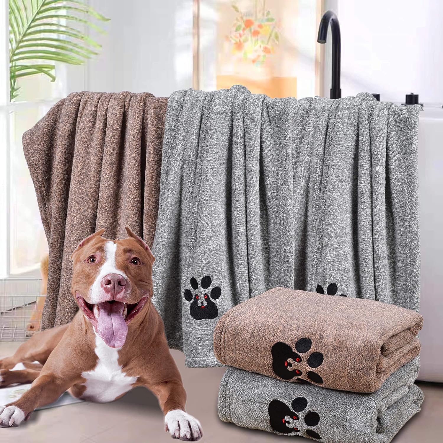 KFX-2209469 Super Absorbent Microfiber Dog Bath Towel - Ideal for Fast Drying Small Pets