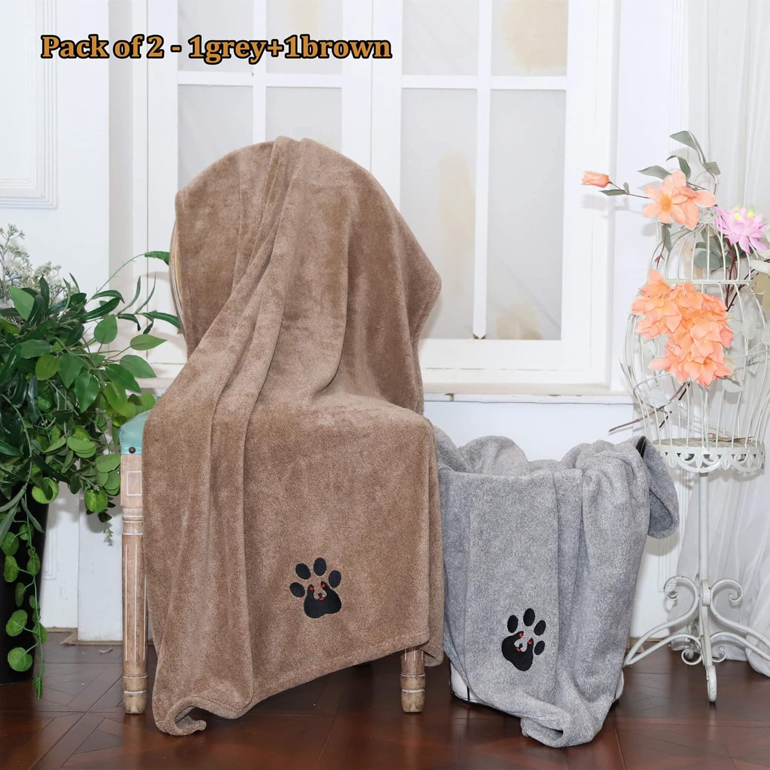 KFX-2209469 Super Absorbent Microfiber Dog Bath Towel - Ideal for Fast Drying Small Pets