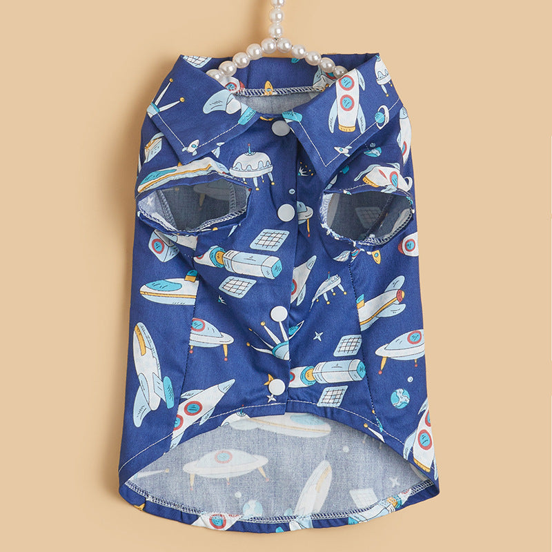 KFX-2210365 Comfortable Blue Dog Shirt for Pets - Polyester Fiber, Sizes S to XL