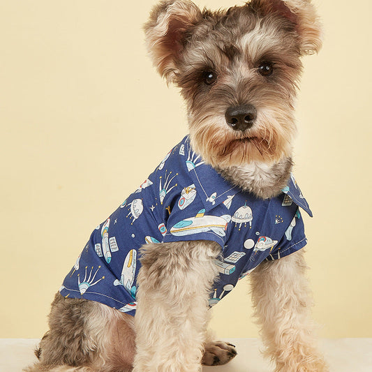 KFX-2210365 Comfortable Blue Dog Shirt for Pets - Polyester Fiber, Sizes S to XL