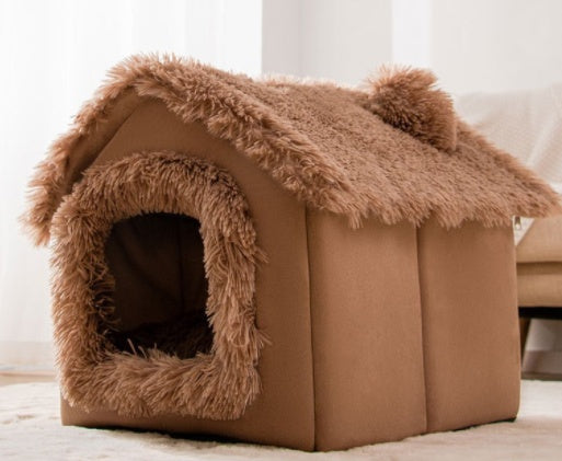 KFX-2212029 Foldable Self-Warming Pet Bed with Durable Bottom - Enclosed Cozy Shelter for Dogs and Cats