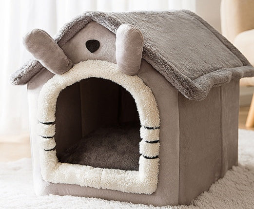 KFX-2212029 Foldable Self-Warming Pet Bed with Durable Bottom - Enclosed Cozy Shelter for Dogs and Cats