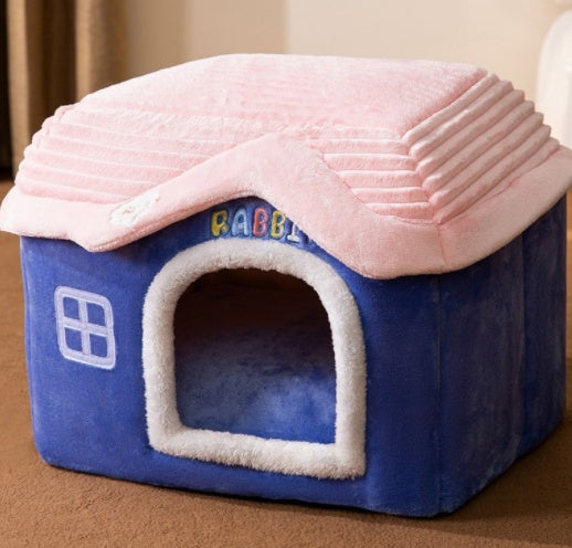 KFX-2212029 Foldable Self-Warming Pet Bed with Durable Bottom - Enclosed Cozy Shelter for Dogs and Cats