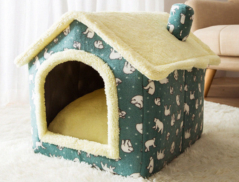 KFX-2212029 Foldable Self-Warming Pet Bed with Durable Bottom - Enclosed Cozy Shelter for Dogs and Cats