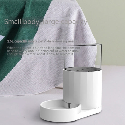 KFX-2212157 Automatic Pet Water Fountain and Feeder for Cats - Meifu Round Design, Food Grade PP, Pure White, 28x16x27cm