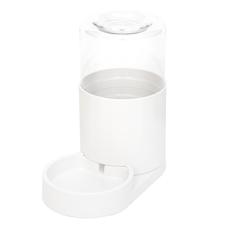 KFX-2212157 Automatic Pet Water Fountain and Feeder for Cats - Meifu Round Design, Food Grade PP, Pure White, 28x16x27cm