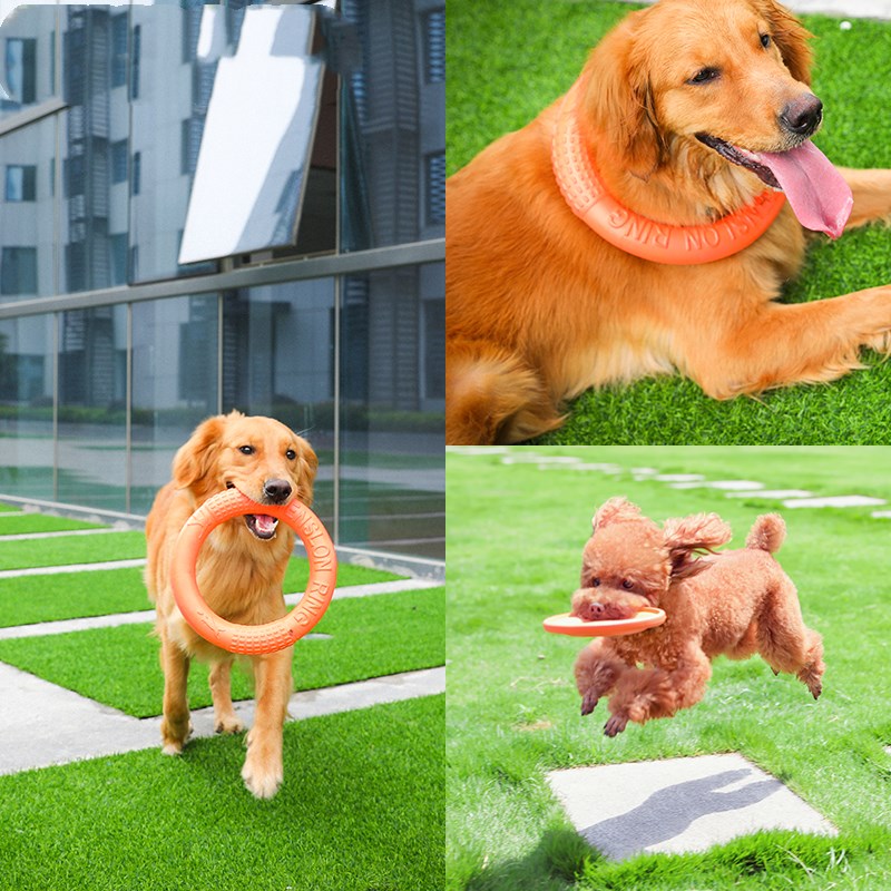 KFX-2212797 Durable EVA Bite Resistant Tension Ring Dog Toy in Orange, Red, Green - Available in 17.5CM and 27.5CM