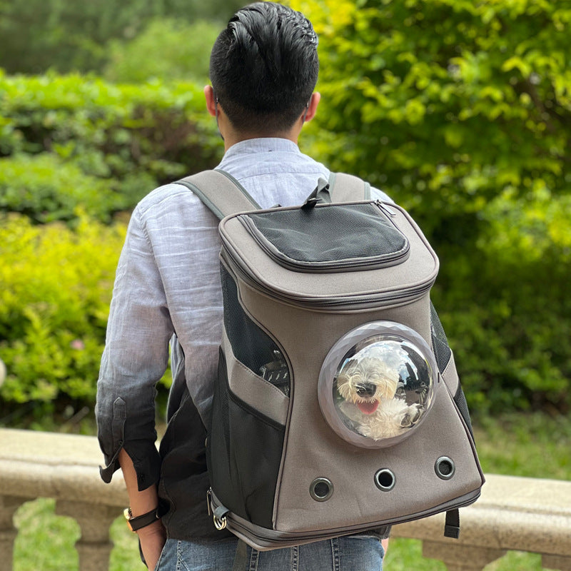 KFX-2214205 Portable Backpack Carrier for Medium-Sized Dogs - Genuine Leather, 38 x 29 x 45 cm
