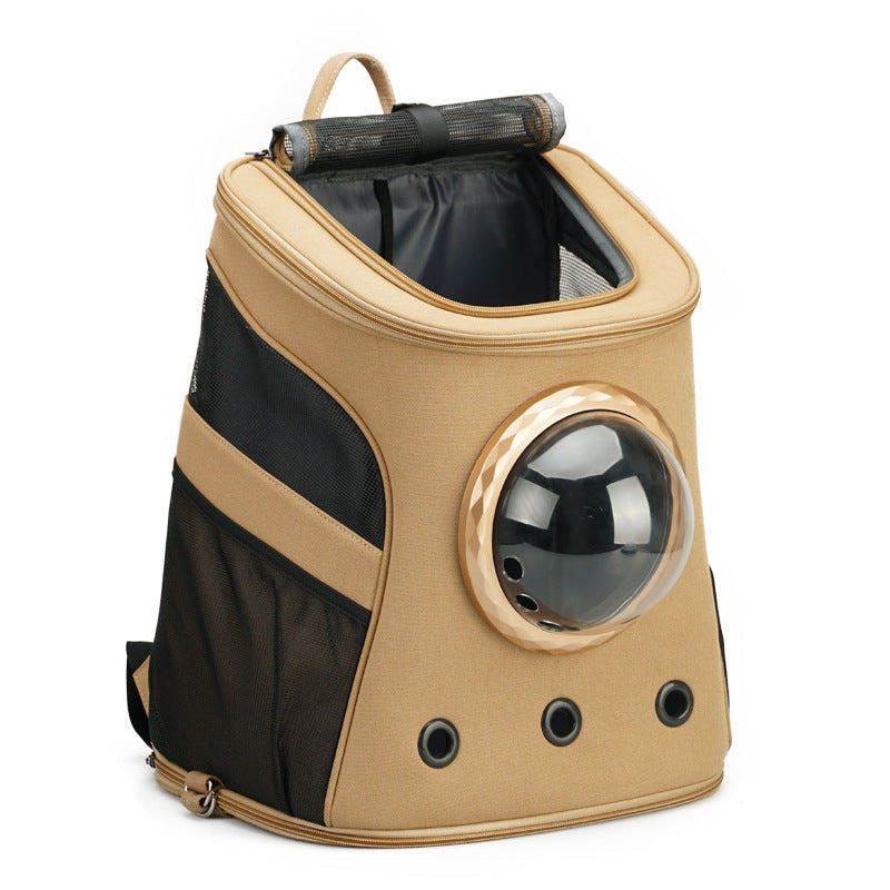 KFX-2214205 Portable Backpack Carrier for Medium-Sized Dogs - Genuine Leather, 38 x 29 x 45 cm