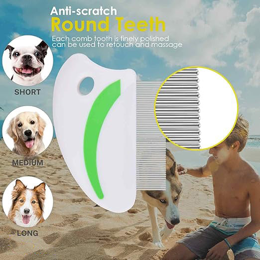 KFX-2215229 Ultimate Pet Grooming Comb Set for Dogs and Cats - Includes Flea and Lice Comb, Tear Stain Remover, and Dematting Tool
