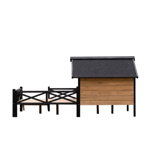 KFX-2215613 Outdoor Large Cabin Style Wooden Kennel with Porch for Dogs