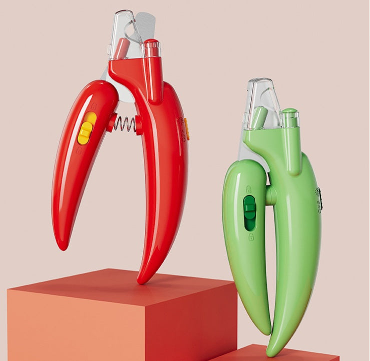 KFX-2215741 LED Pet Nail Clippers for Cats and Dogs - Durable Metal with Safety Light - Green, Red, Yellow
