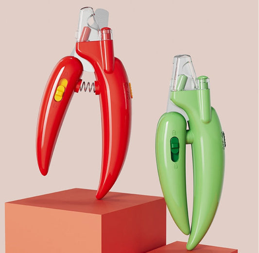 KFX-2215741 LED Pet Nail Clippers for Cats and Dogs - Durable Metal with Safety Light - Green, Red, Yellow