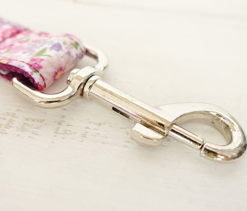KFX-2217533 Purple Floral Dog Leash Made with Soft Cloth and Ribbon