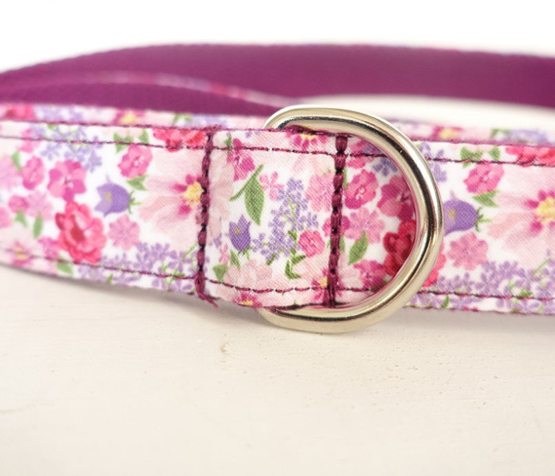 KFX-2217533 Purple Floral Dog Leash Made with Soft Cloth and Ribbon