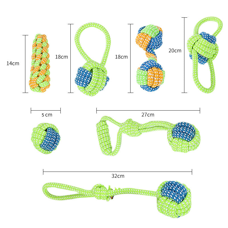 KFX-2218557 Cotton Rope Pet Toy Set for Dogs and Cats - Bite-Resistant Molar Cleaning Toys