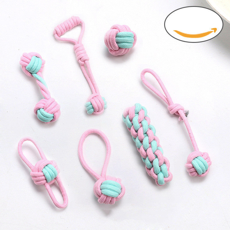 KFX-2218557 Cotton Rope Pet Toy Set for Dogs and Cats - Bite-Resistant Molar Cleaning Toys