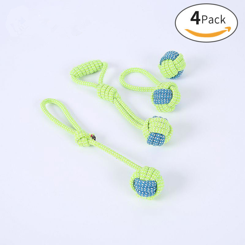 KFX-2218557 Cotton Rope Pet Toy Set for Dogs and Cats - Bite-Resistant Molar Cleaning Toys