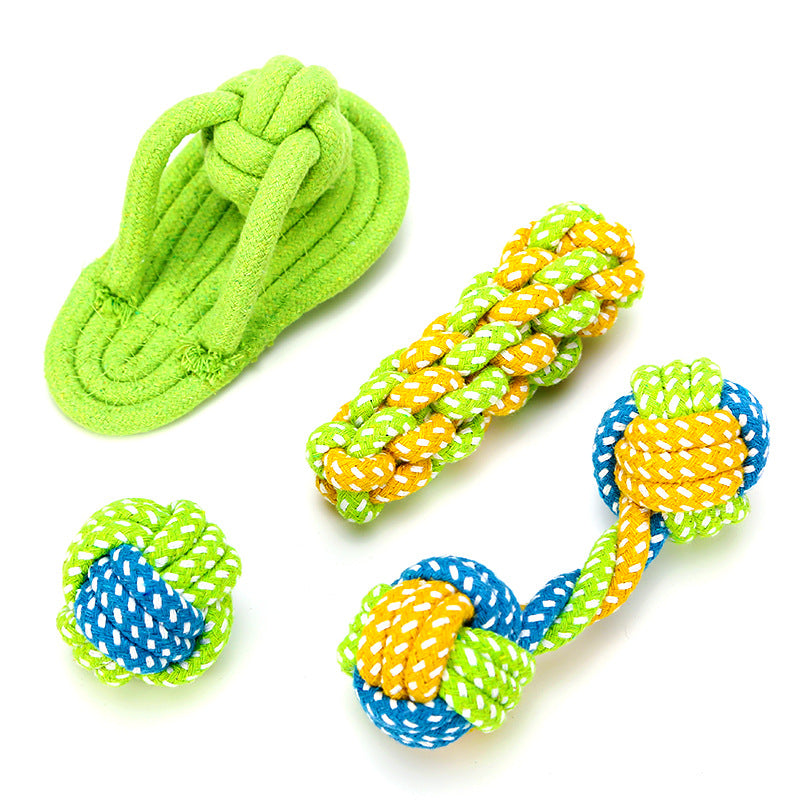 KFX-2218557 Cotton Rope Pet Toy Set for Dogs and Cats - Bite-Resistant Molar Cleaning Toys