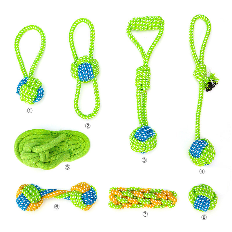 KFX-2218557 Cotton Rope Pet Toy Set for Dogs and Cats - Bite-Resistant Molar Cleaning Toys