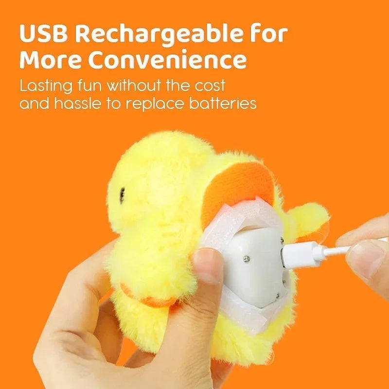 KFX-2219197 Interactive Electric Flapping Duck Cat Toy with Rechargeable Vibrating Sound, Washable Plush, and Catnip for Engaging Playtime