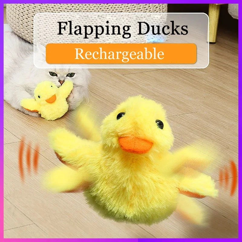 KFX-2219197 Interactive Electric Flapping Duck Cat Toy with Rechargeable Vibrating Sound, Washable Plush, and Catnip for Engaging Playtime