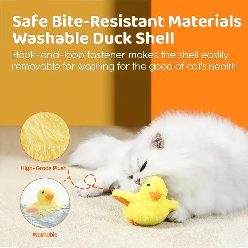 KFX-2219197 Interactive Electric Flapping Duck Cat Toy with Rechargeable Vibrating Sound, Washable Plush, and Catnip for Engaging Playtime
