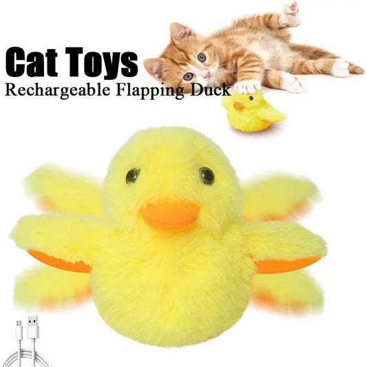 KFX-2219197 Interactive Electric Flapping Duck Cat Toy with Rechargeable Vibrating Sound, Washable Plush, and Catnip for Engaging Playtime
