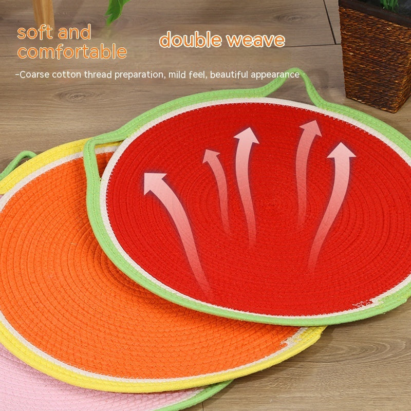 KFX-2219581 Four Seasons Universal Cat Cushion Mat - 50cm Diameter, Multiple Fruit Designs