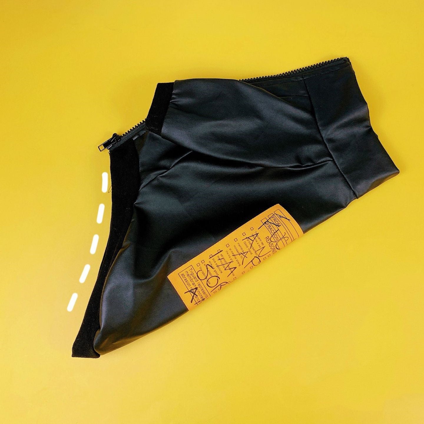 KFX-2220093 Pet Dog Zippered Black PU Leather Jacket - Stylish & Simple Design, Multiple Sizes Available